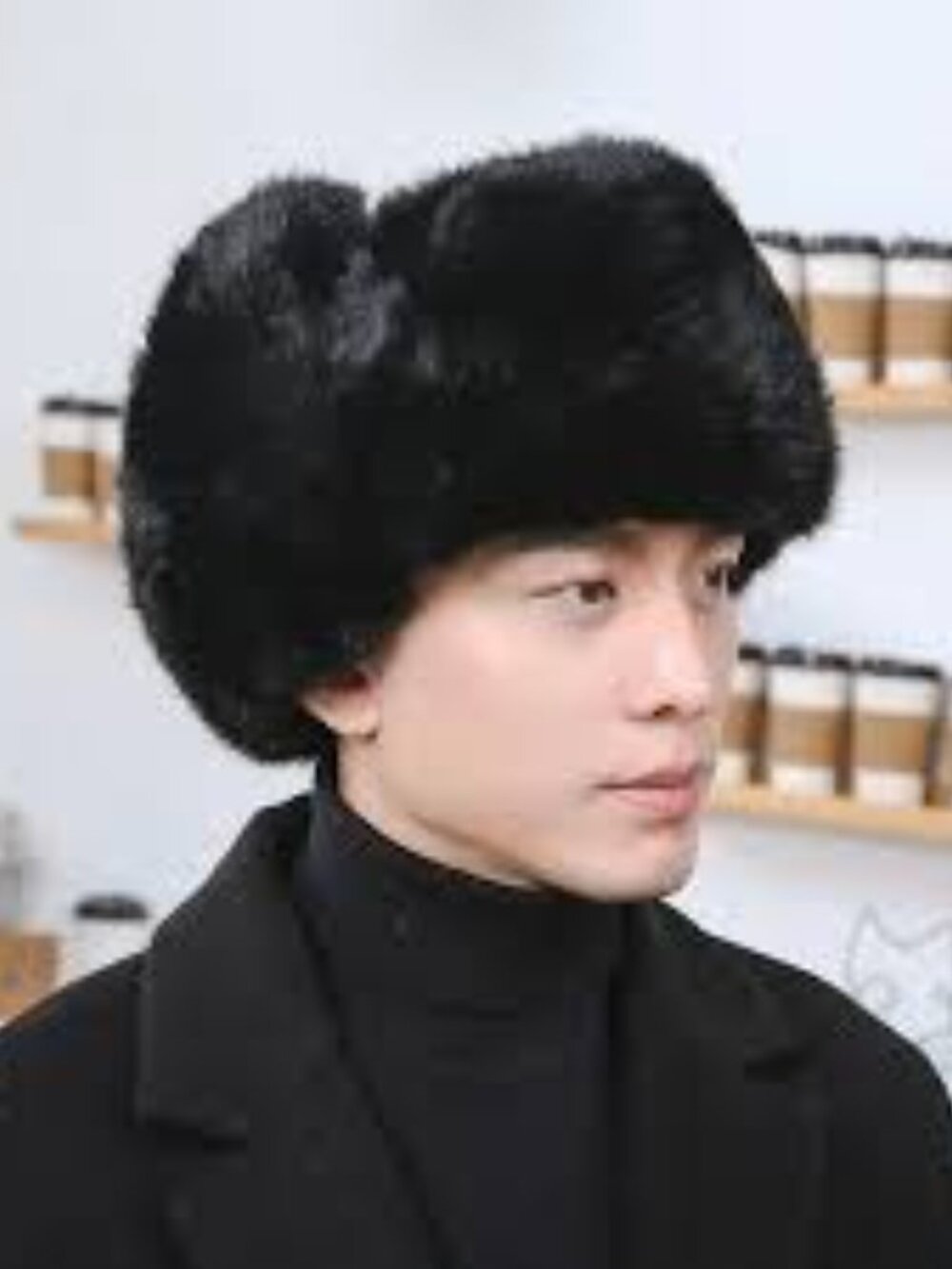 Man Russian Trapper Ushanka Rabbit Fur  Man